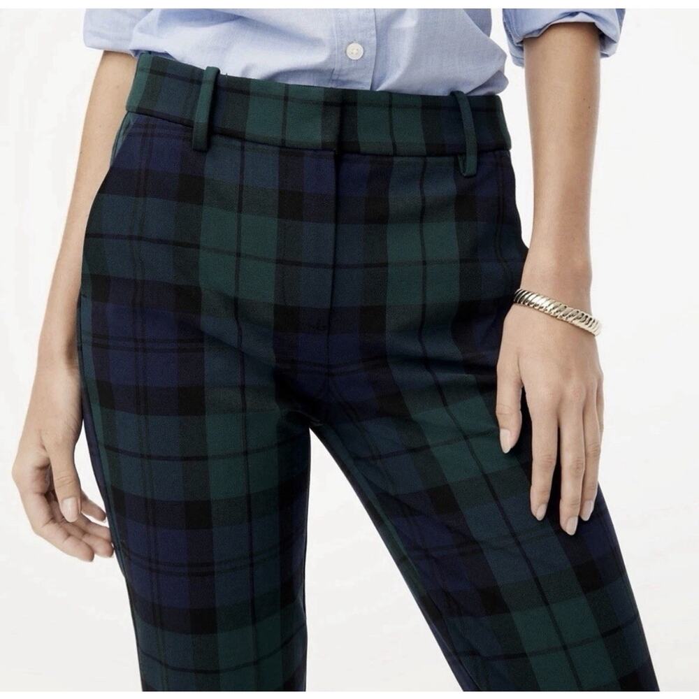 J. Crew Dress Pants Women’s 10 Black Watch Plaid Ruby Full-Length Stretch Tartan - Picture 3 of 16